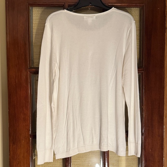 Calvin Klein Ivory Long Sleeve Top with Studded Detail - Picture 5 of 5